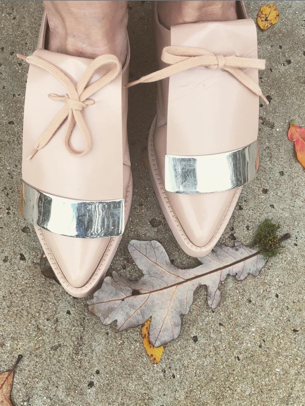 Marni Pointed Toe Pink Leather Slip-On Loafers with Silver Accent